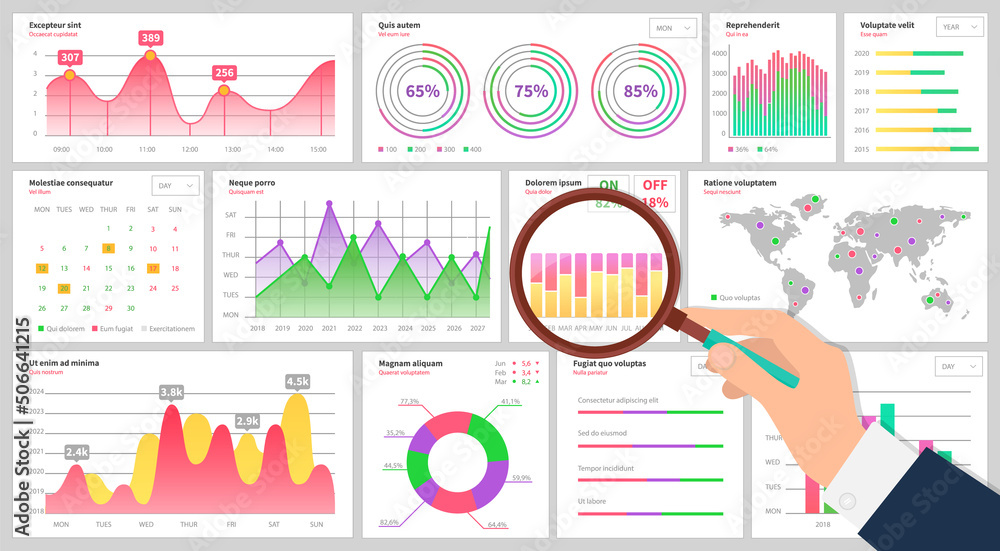 Poster infographic chart vector template. annual statistics curve graph design. market data diagrams. graph