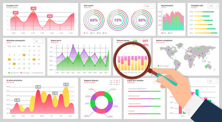 Infographic chart vector template. Annual statistics curve graph design. Market data diagrams. Graphic information visualization and analysis. Statistical indicators and frequency of data changes