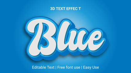 Editable 3d text effect styles mockup concept - Dark blue words with Gradient blue color