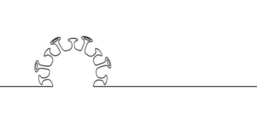 Cartoon monkey virus or monkeypox line pattern. The virus belongs to the genus Orthopoxvirus in the family Poxviridae. Infectious disease. Vector monkey pox symbol or icon