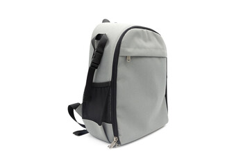 Fototapeta premium Grey and white fashion photography bag closeup on white background