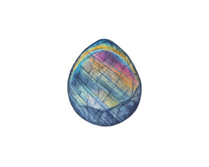 Beautiful watercolor labradorite gemstone on white background.
