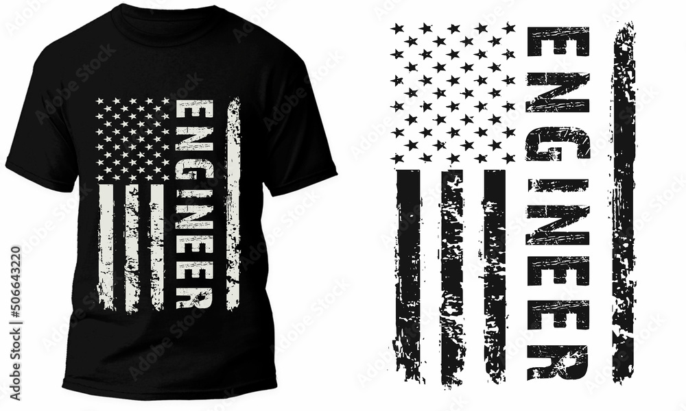 Wall mural Engineer T Shirt Design With US Flag