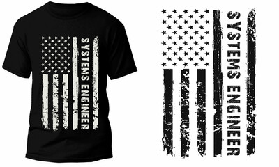 Systems Engineer USA Flag T Shirt Design