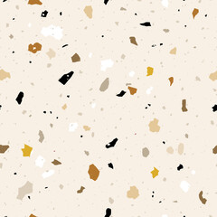 Terrazzo flooring seamless pattern with mosaic natural stone elemens vector
