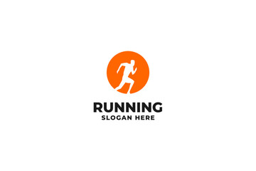 Flat runner athlete icon logo design vector template illustration