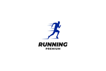 Flat runner athlete icon logo design vector template illustration