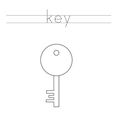 Trace word and color metallic cartoon key.