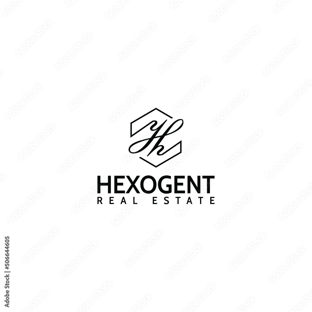 Aufkleber abstract initial letter h logo in the form of hexagon shape isolated in white background applied for
