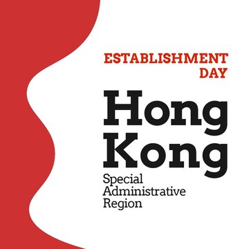 Illustration of establishment day and hong kong special administrative region text, copy space