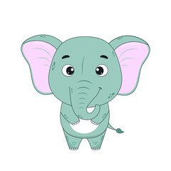 Cartoon elephant isolated on white background. Vector illustration for dasein and print