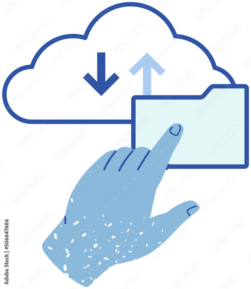 Poster work with virtual storage. service for saving information and personal data protection. virtualized 