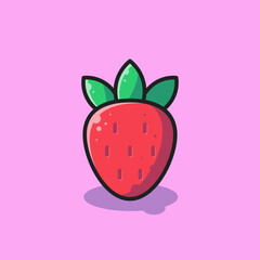 Red strawberry fruit flat vector illustration design