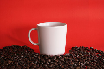 cup of coffee with beans