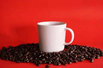 cup of coffee with beans