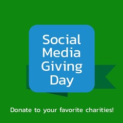 Social media giving day text against green background, copy space
