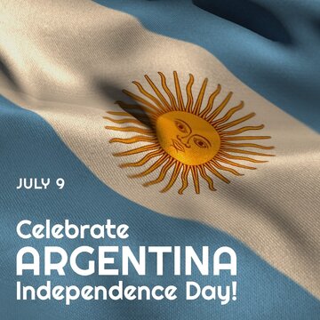 Illustration of july 9 and celebrate argentina independence day text on argentina national flag