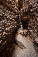 Small Boulder Jam Causes A Step Up In The Narrow Sidewinder Canyon