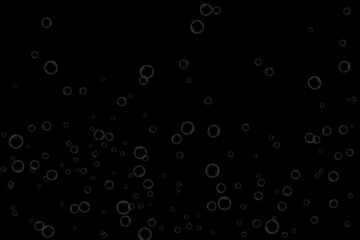 Air bubbles, oxygen, champagne are crystal clear, isolated on a black background of modern design. Vector illustration of EPS 10.