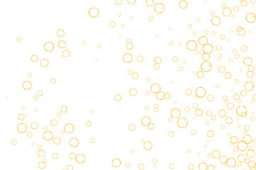 Golden air Bubbles, oxygen, champagne crystal clear isolated on white background modern design. Vector illustration of EPS 10.