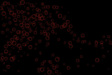 Red air Bubbles, oxygen, champagne crystal clear isolated on a black background of modern design. Vector illustration of EPS 10.