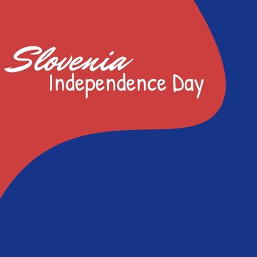 Illustrative image of slovenia independence day text against red and blue background, copy space