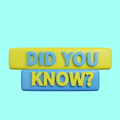 3d illustration did you know label design 3d render