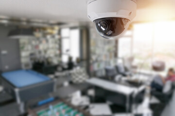CCTV security camera view through in blurry Living room. - 506650049