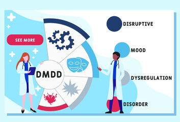 DMDD Disruptive Mood Dysregulation Disorder acronym. business concept background. vector illustration concept with keywords and icons. lettering illustration with icons for web banner, flyer, landing 