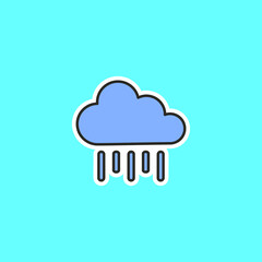 Cute weather sticker with a white stroke, on a colored background. Cartoon style.