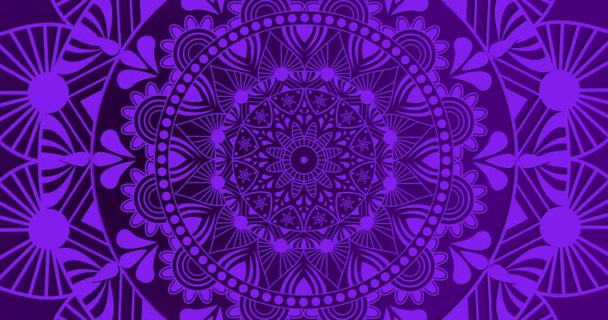 Radial Arabic Ornament or mandala. Abstract ornamental digital hand drawn purple color mandala footage. Floral vintage decorative element's oriental Islamic pattern