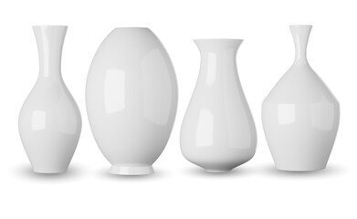 White ceramic vase isolated on white background, 3d rendering