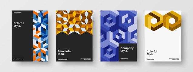 Naklejka premium Minimalistic mosaic pattern presentation concept composition. Modern banner design vector template set.