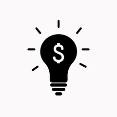 Light bulb with dollar symbol business concept. Vector icon.