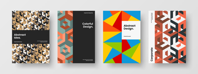 Creative geometric tiles presentation layout composition. Colorful corporate brochure A4 vector design concept collection.