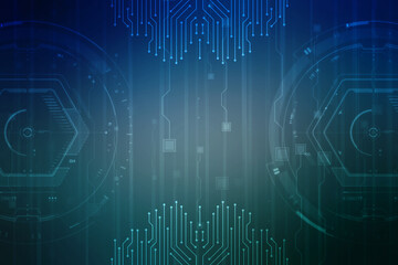 Abstract futuristic circuit board Illustration, Circuit board with various technology elements. Circuit board pattern for digital abstract technology background