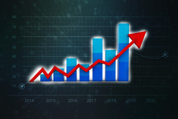 3d rendering business graph and documents. Stock market chart. Business graph background, Financial Background\