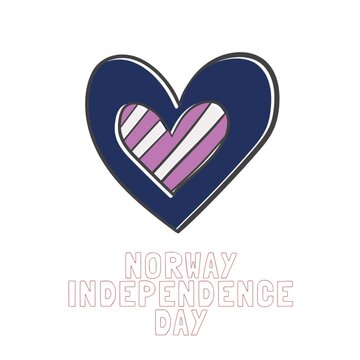 Illustrative images of heart shapes with norway independence day text against white background