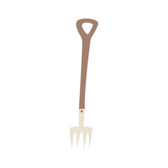 Pitchfork. Household tool. Colorful vector isolated illustration hand drawn. Sharp farming instrument