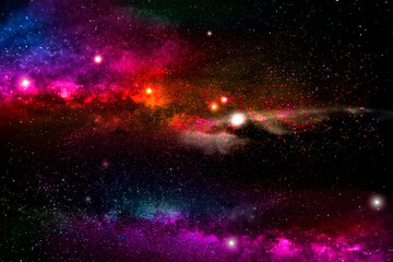 High definition star field, colorful night sky space. nebula and galaxies in space. astronomy...