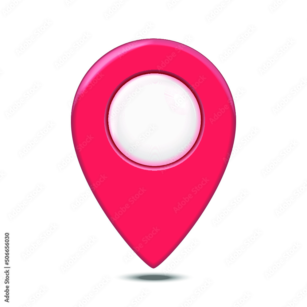 Poster red navigation label isolated on a white background. 3d rendering