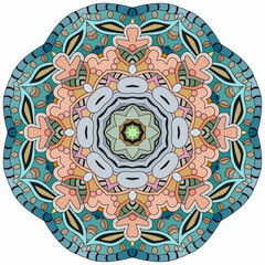 Colorful cute Mandala. Decorative unusual round ornaments.