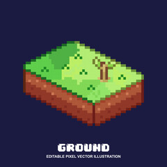 Pixel landscape ground design vector