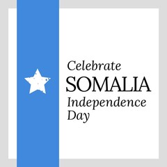Illustration of celebrate somalia independence day text with national flag on white background