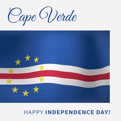 Happy cape verde independence day text banner against cape verde flag design background