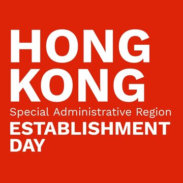 Illustration of hong kong special administrative region establishment day text on orange background
