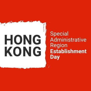 Hong kong special administrative region establishment day text on orange and white background