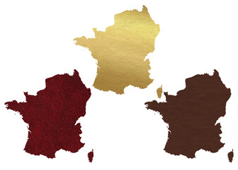 Political divisions. Patriotic sublimation leather textured backgrounds set on white. France