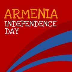 Fototapeta na wymiar Illustration of armenia independence day text and pattern on red background, copy space