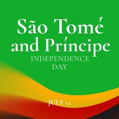 Illustration of july 12 with sao tome and principe independence day text on multicolored background